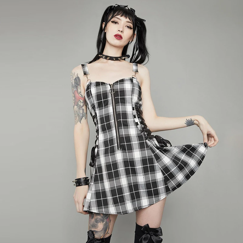 Funki Findz | Dresses | Women's Fairy Grunge Plaid Mini Dress