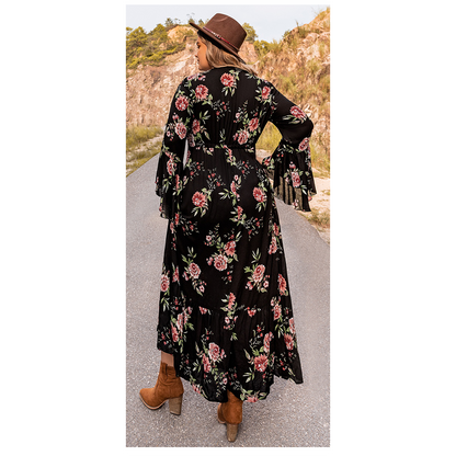 Funki Findz | Dresses | Women's Plus Floral Flare Sleeve Dress