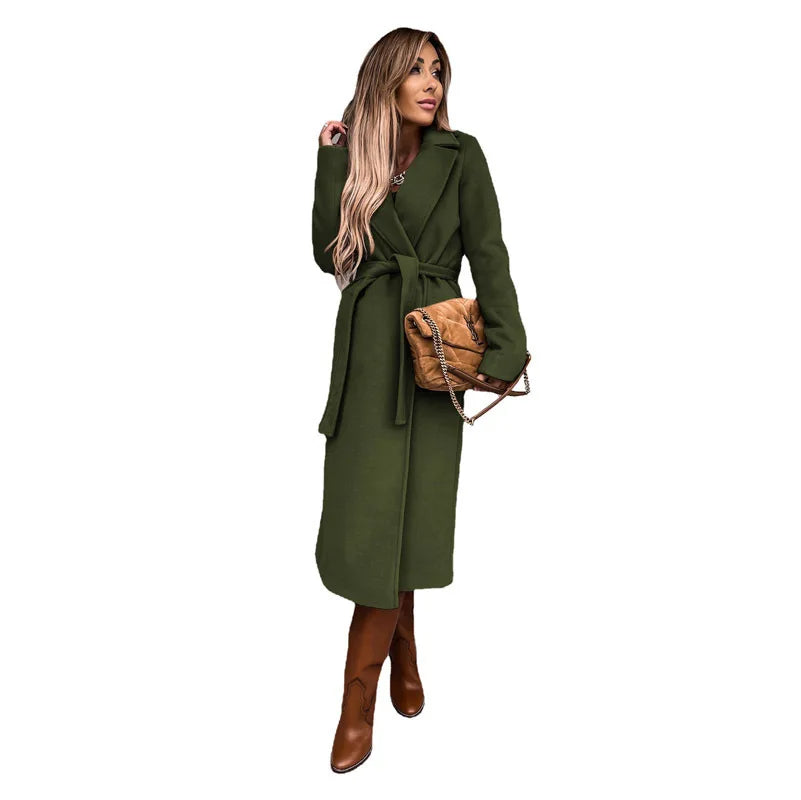 Funki Findz | Jackets | Women's Elegant Long Tie Belt Overcoats