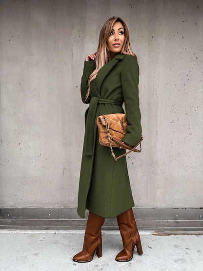 Funki Findz | Jackets | Women's Elegant Long Tie Belt Overcoats