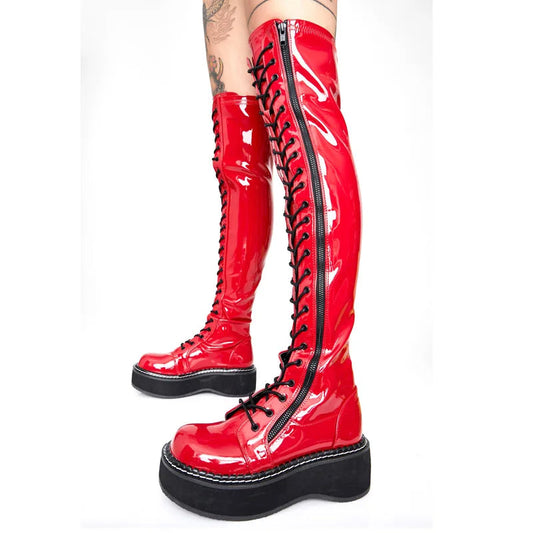 Funki Findz | Boots | Women's Over Knee Lace Up Platform Boot