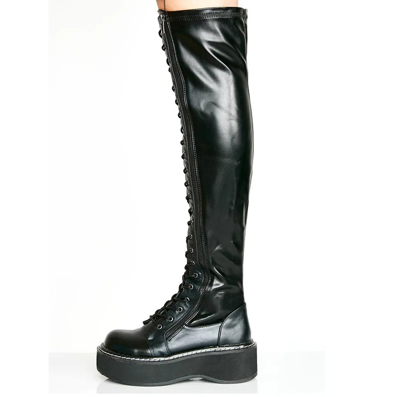 Funki Findz | Boots | Women's Over Knee Lace Up Platform Boot