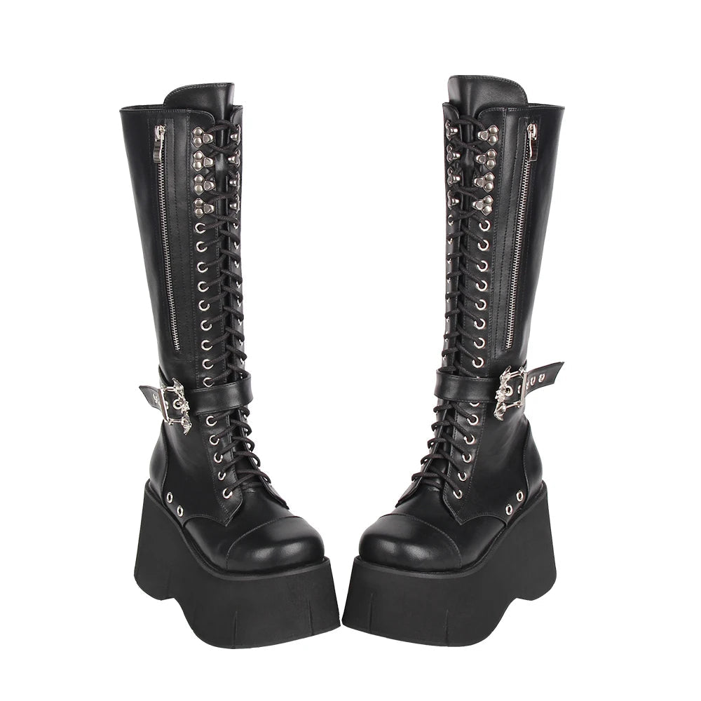 Funki Findz | Boots | Women's Goth Zip Buckle Motorcycle Boot