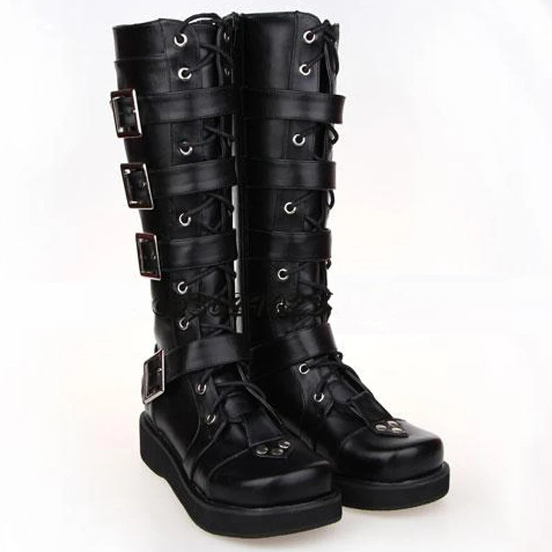 Funki Findz | Boots | Women's Punk Cross and Buckle Strap Boot