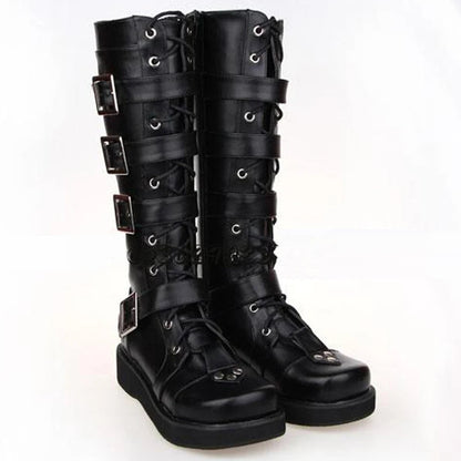 Funki Findz | Boots | Women's Punk Cross and Buckle Strap Boot