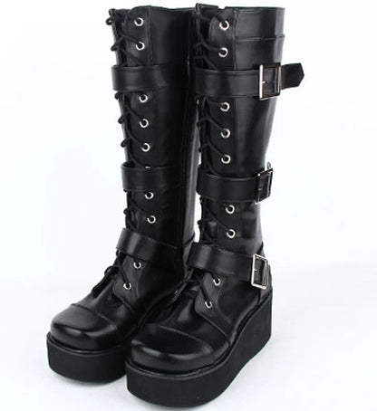 Funki Findz | Boots | Women's Punk Cross and Buckle Strap Boot