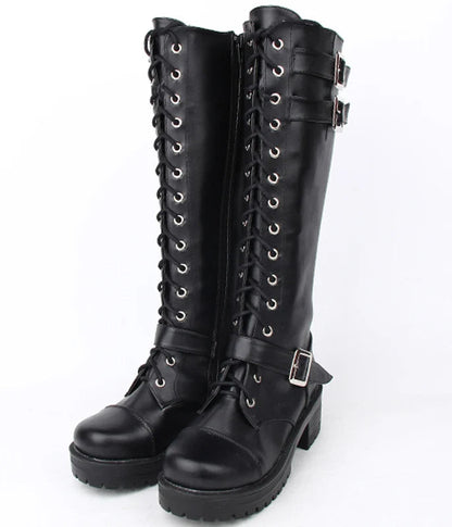 Funki Findz | Boots | Women's Punk Cross and Buckle Strap Boot