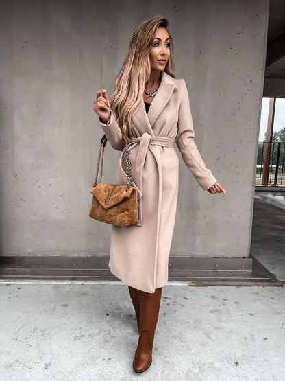 Funki Findz | Jackets | Women's Elegant Long Tie Belt Overcoats