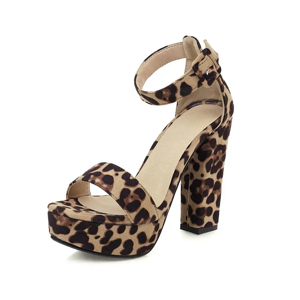 Funki Findz | Shoes | Women's Leopard Print Block Heel Sandals