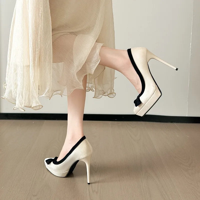 Funki Findz | Shoes | Women's Suede Bow Tie Platorm Heels