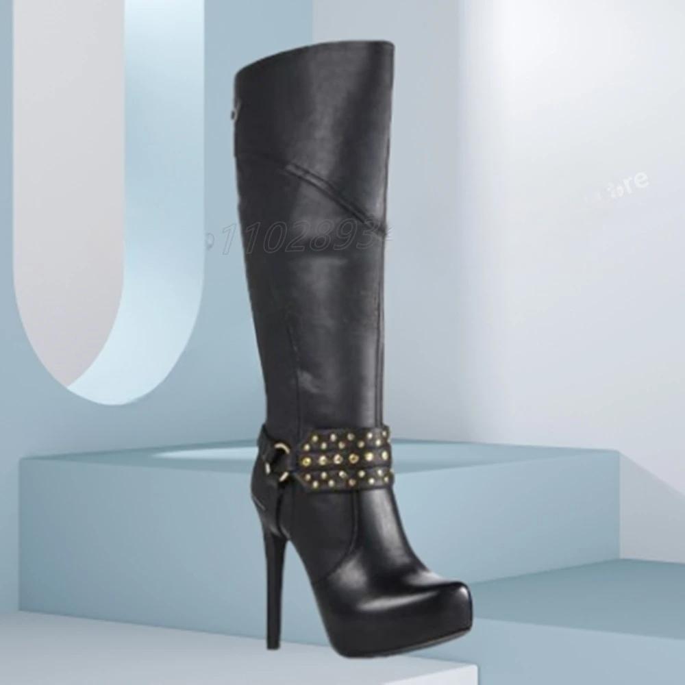 Funki Findz | Boots | Women's Knee High Chain Stiletto Boots
