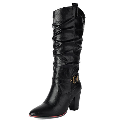 Funki Findz | Boots | Women's Pull On High Block Heeled Boots