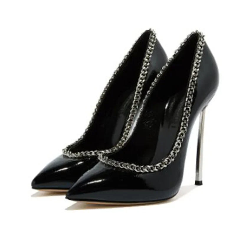 Funki Findz | Shoes | Women's Metal Heel Chain Design Stilettos
