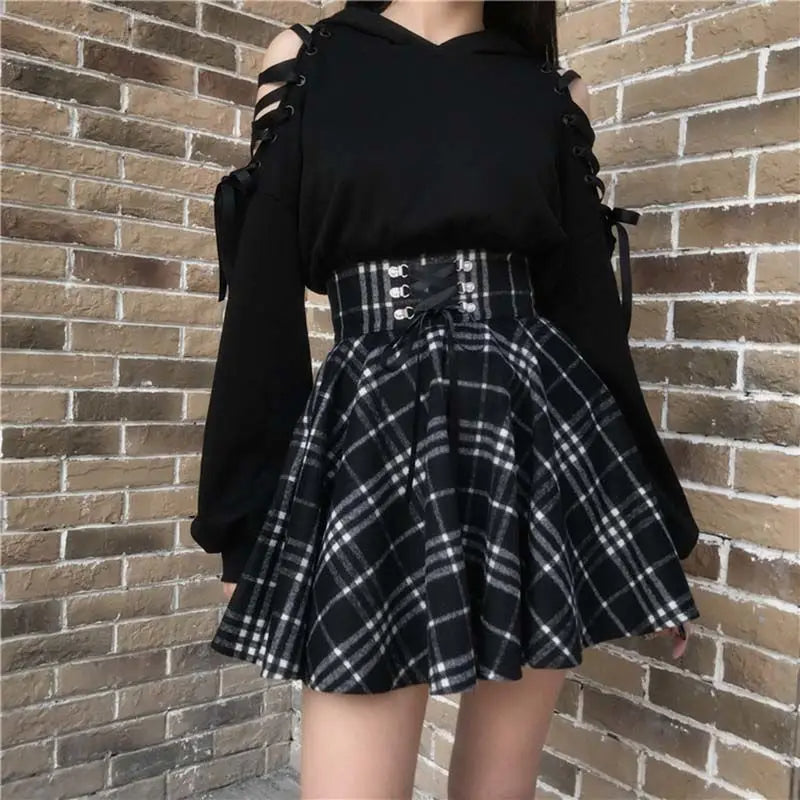 Funki Findz | Skirts | Women's Gothic Retro Punk Plaid Mini Skirt