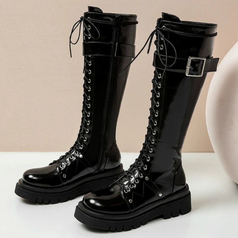 Funki Findz | Boots | Women's Gothic Big Buckle Knee High Boot