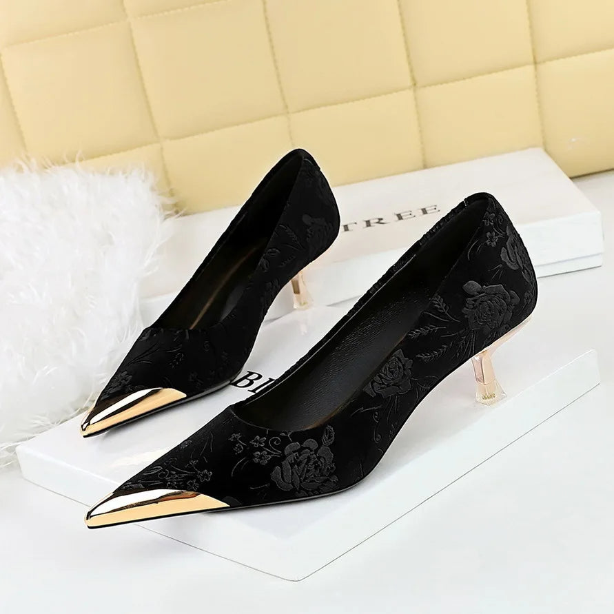 Funki Findz | Shoes | Women's Metal Toe Embroidered Pumps