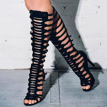 Funki Findz | Boots | Women's Roman Gladiator Lace Up Stilettos