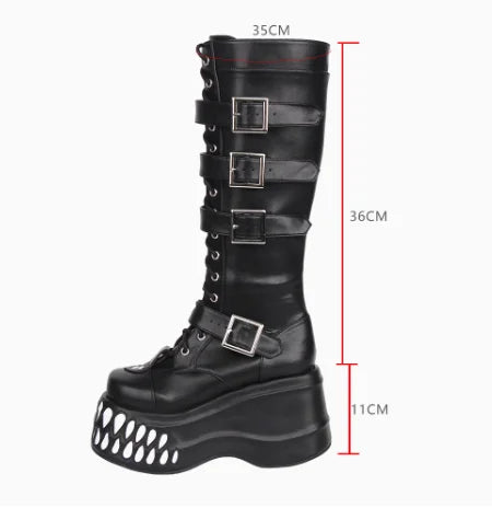 Funki Findz | Boots | Women's Gothic Punk Teeth Wedge Boots