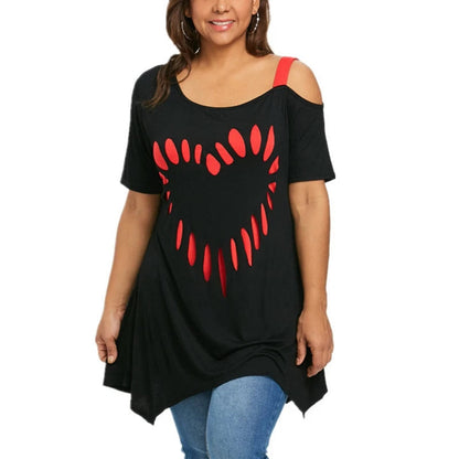 Funki Findz | Shirts | Women's Love Heart Printed Plus Size Shirt