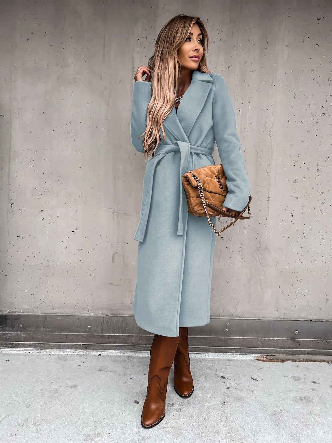 Funki Findz | Jackets | Women's Elegant Long Tie Belt Overcoats