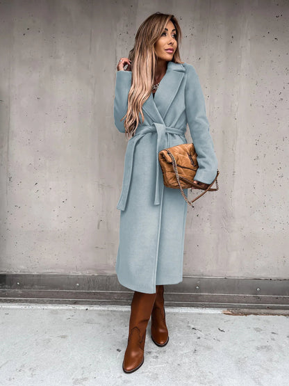 Funki Findz | Jackets | Women's Elegant Long Tie Belt Overcoats
