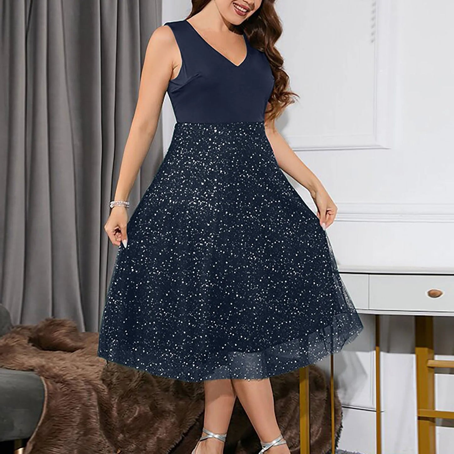 Funki Findz | Dresses | Women's Plus Evening Party Midi Dress