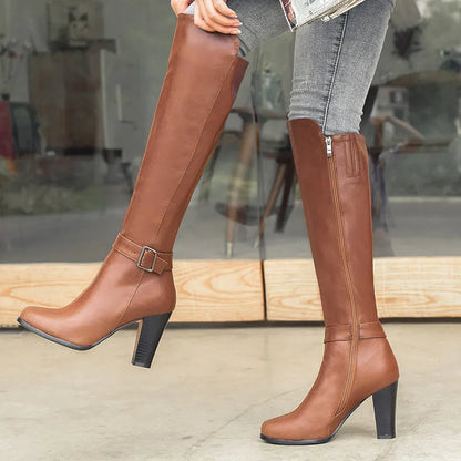 Funki Findz | Boots | Women's High Block Heeled Pull On Boots