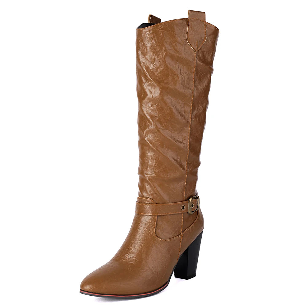 Funki Findz | Boots | Women's Pull On High Block Heeled Boots