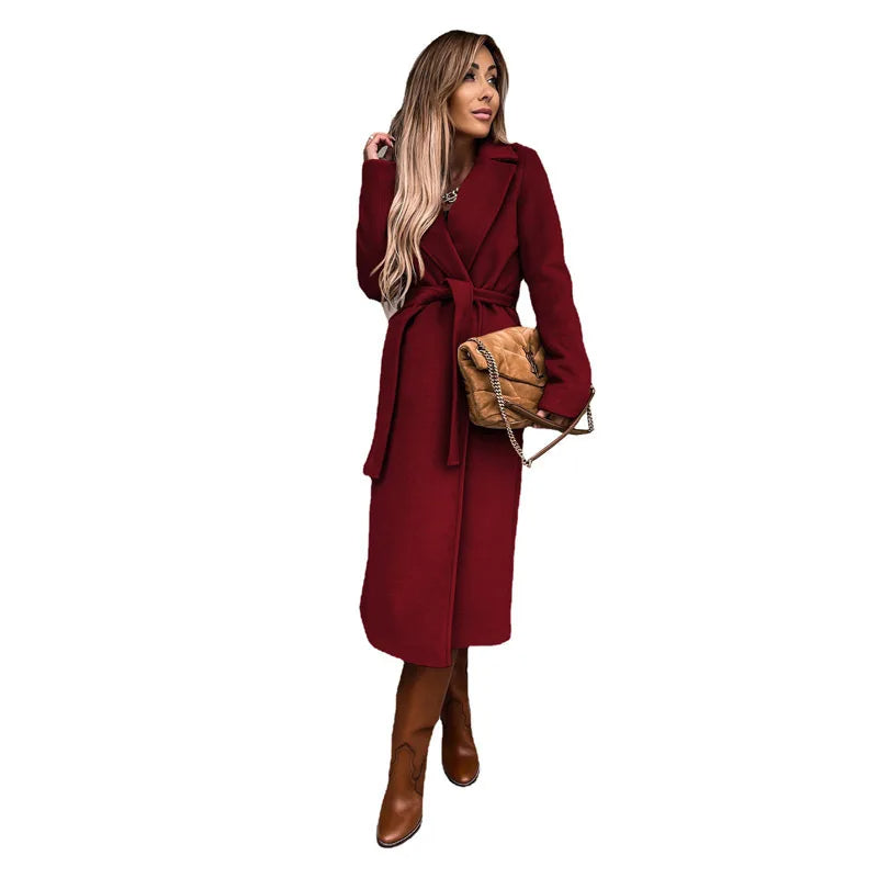 Funki Findz | Jackets | Women's Elegant Long Tie Belt Overcoats