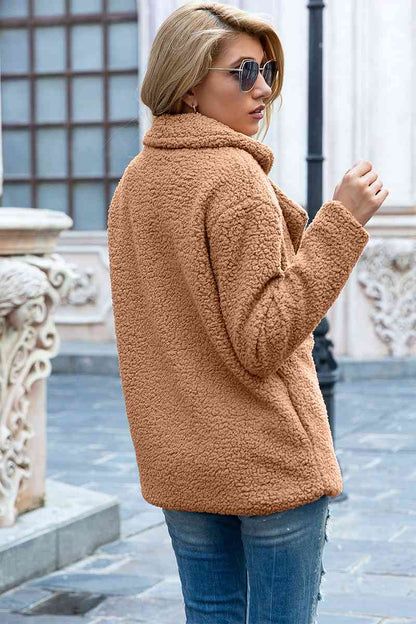 Funki Findz | Jackets | Women's Full Lapel Collar Sherpa Coat