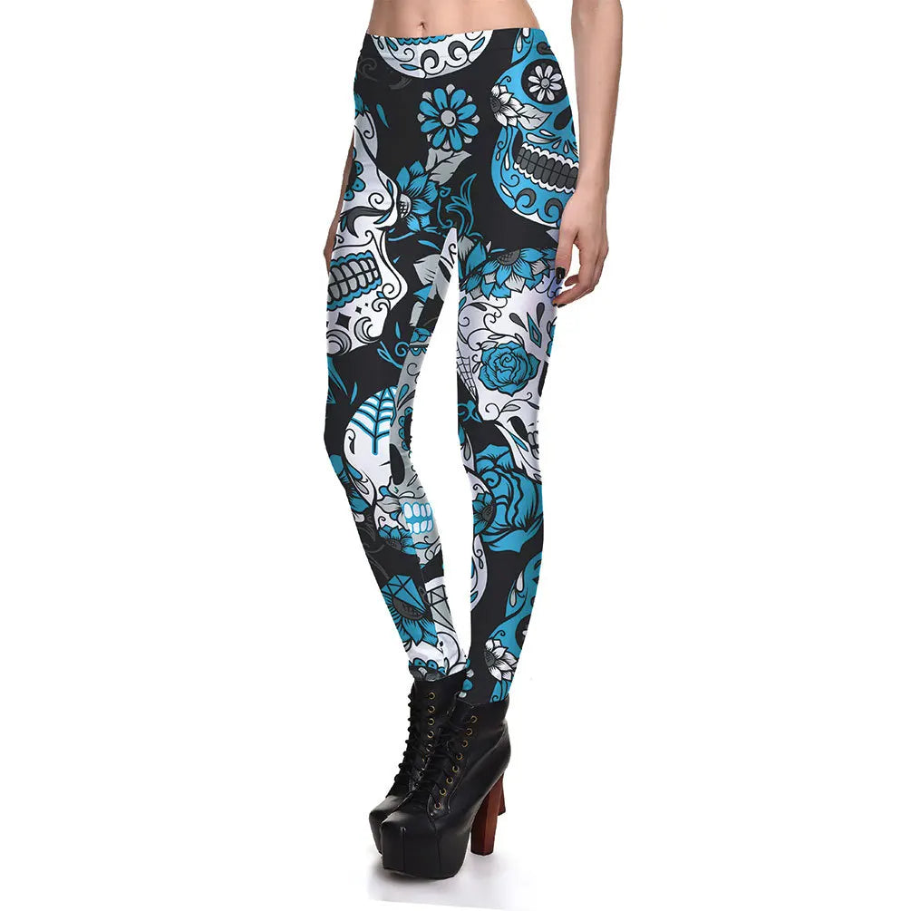 Funki Findz | Pants | Women's Yoga Pants | Skull Print Leggings