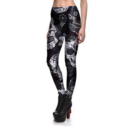 Funki Findz | Pants | Women's Yoga Pants | Skull Print Leggings