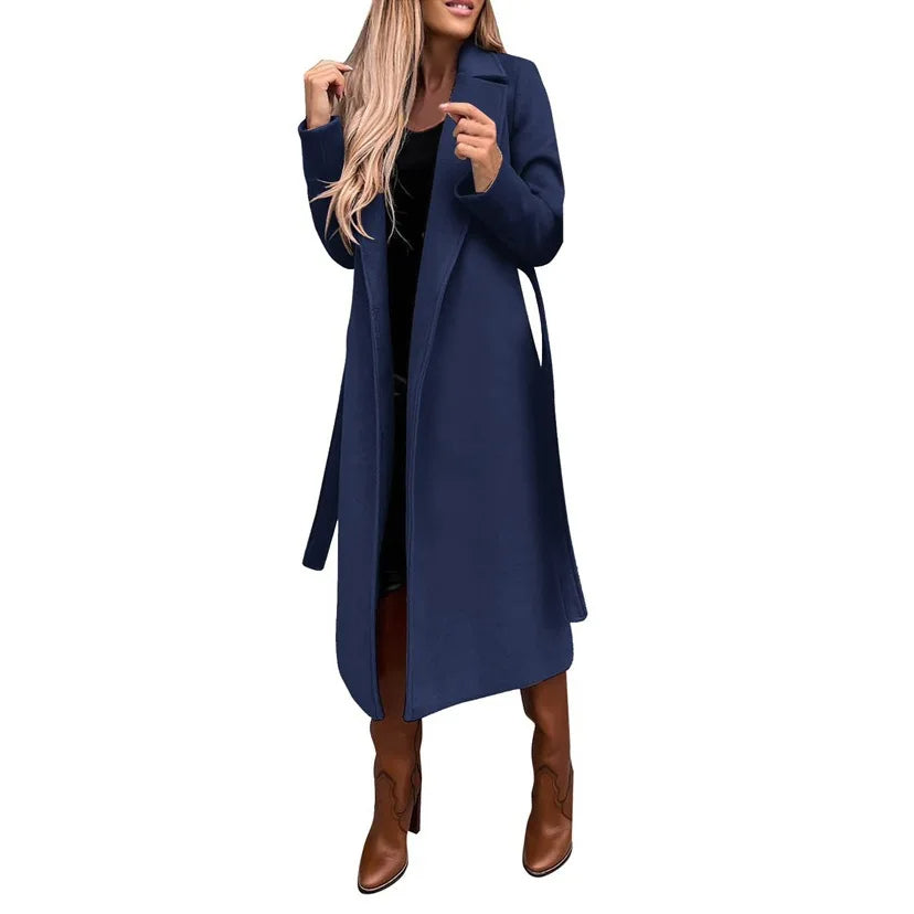 Funki Findz | Jackets | Women's Elegant Long Tie Belt Overcoats