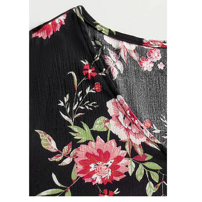 Funki Findz | Dresses | Women's Plus Floral Flare Sleeve Dress