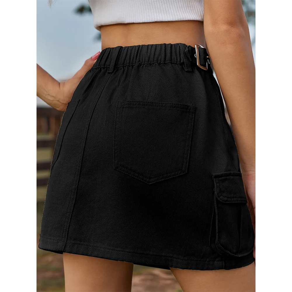 Funki Findz | Skirts | Women's Short Denim Skirt with Pockets