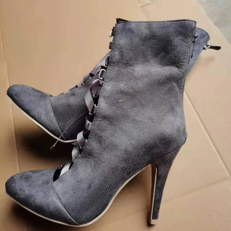 Funki Findz | Boots | Women's Lace Up High Heel Ankle Boots