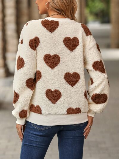 Funki Findz | Sweaters | Women's Fuzzy Heart Winter Sweatshirt