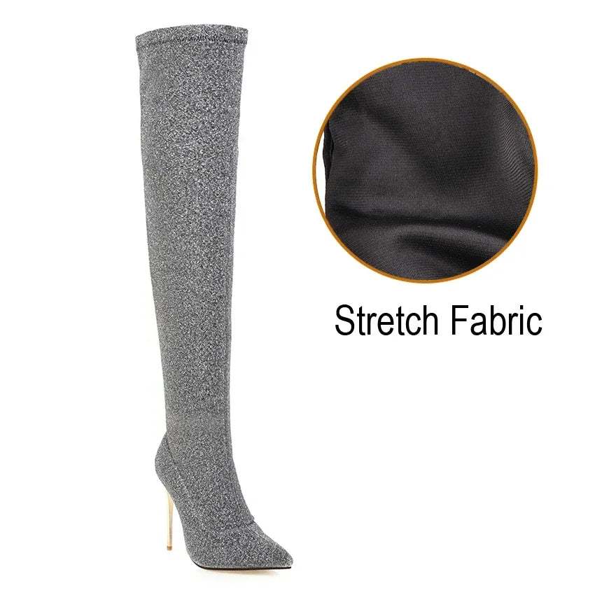 Funki Findz | Boots | Women's Cloth Leopard Print Stiletto Boots