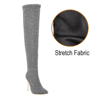 Funki Findz | Boots | Women's Cloth Leopard Print Stiletto Boots