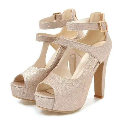 Funki Findz | Shoes | Women's Sequin Peep Toe Platform Sandal