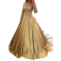 Funki Findz | Dresses | Women's Gold Satin Lace Wedding Gown