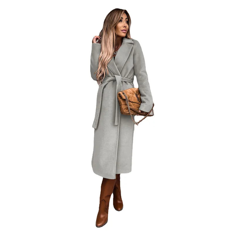 Funki Findz | Jackets | Women's Elegant Long Tie Belt Overcoats