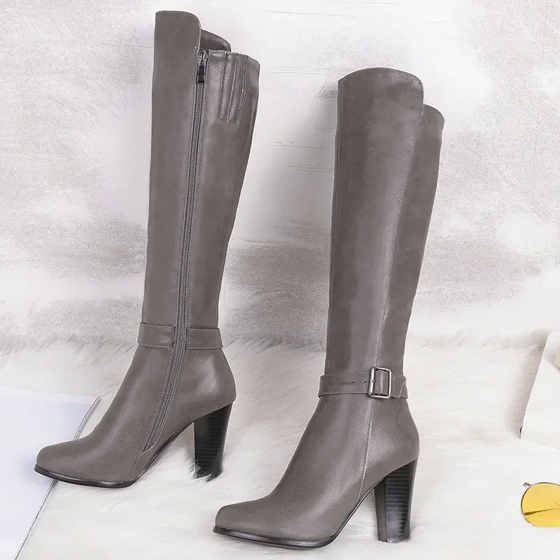 Funki Findz | Boots | Women's High Block Heeled Pull On Boots