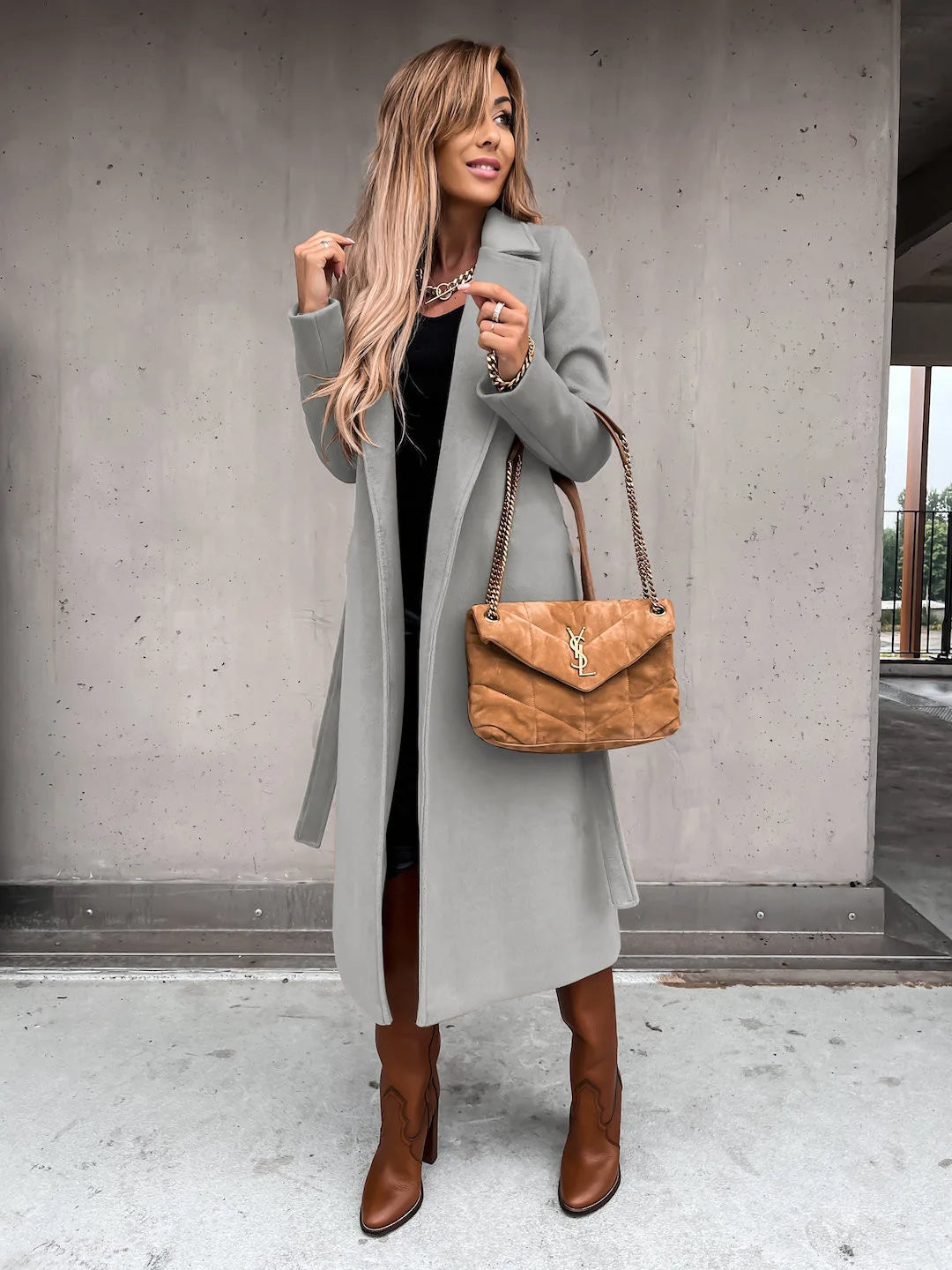 Funki Findz | Jackets | Women's Elegant Long Tie Belt Overcoats