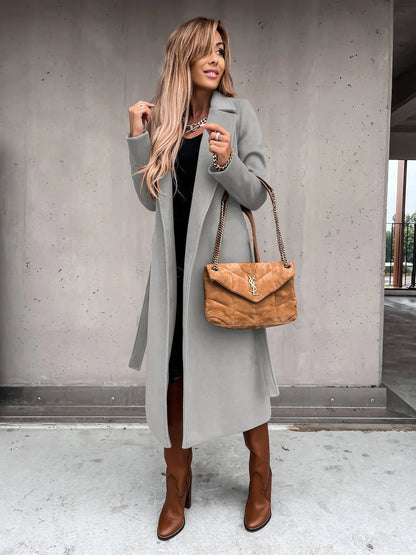 Funki Findz | Jackets | Women's Elegant Long Tie Belt Overcoats