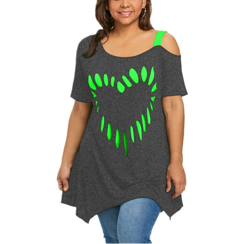 Funki Findz | Shirts | Women's Love Heart Printed Plus Size Shirt