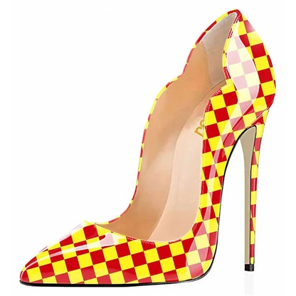Funki Findz | Shoes | Women's Colored Checkered Patent High Heels