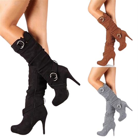 Funki Findz | Boots | Women's Long High Heel Faux Suede Boots