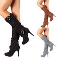 Funki Findz | Boots | Women's Long High Heel Faux Suede Boots
