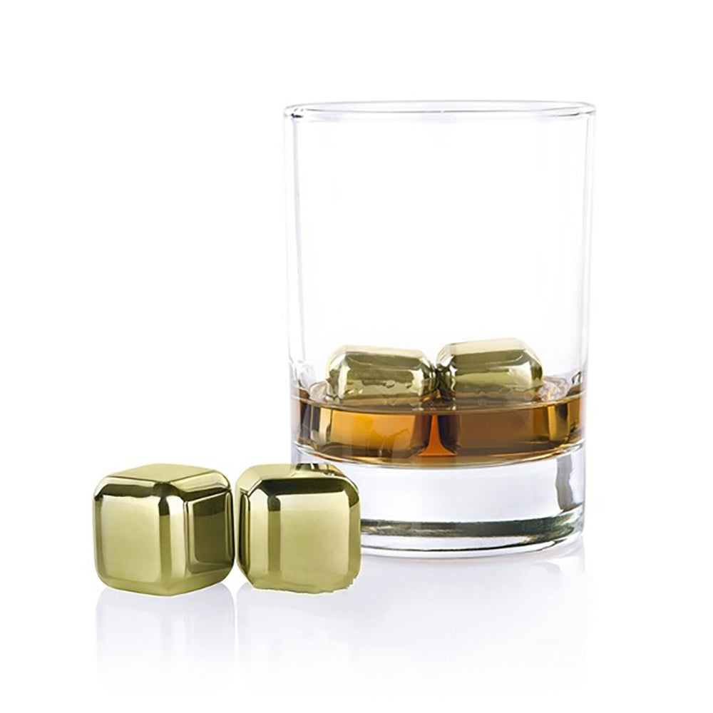 Funki Findz | Whisky Stones | Gold Stainless Steel Ice Cube Sets